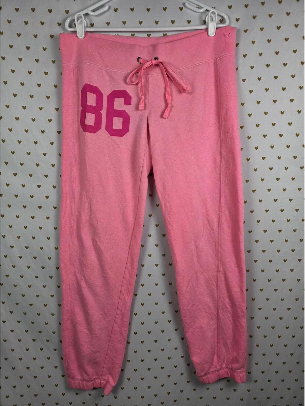 Victorias Secret PINK Logo BUTT Joggers 86 VINTAGE y2K Sweatpants MEDIUM - Picture 2 of 8